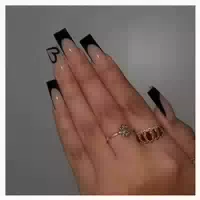 24 Schwarze Press On Nails French Tips Mandel Akrylnägel Dia 1 st
