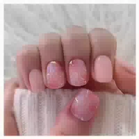Kunstnägel 24 Kurz Eckig Rose Weiß Schleife Strass 2pink& 1 st