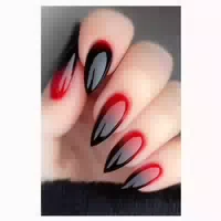 Kunstnägel Stiletto Extra Lang Schwarz Rot Ombre mit Kleber 1 st