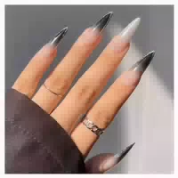 Kunstnägel Stiletto Glitzer 24 Stück Lang French Blnu & 1 st
