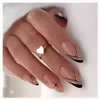 Kunstnägel Stiletto Mandel Kurz Glitter Schwarz Acryl Black& 1 st