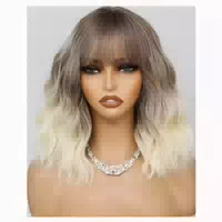 Kurze Bob Perücke mit Pony in Ombre Grau für Frauen Natürl 1 st