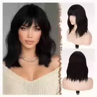 Kurze Bob Perücke mit Pony 35cm Blond Lockige Synthetische S 1 st