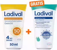 Ladival Empfindliche und Normale Haut Sonnenschutz Lotion Gesicht Lsf 50 50 ml Gratis Apres Pflege Gel 50 ml