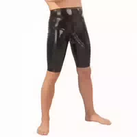 Late X Late X Lange Latex Shorts mit Penis Sleeve Herren Schwarz Xl