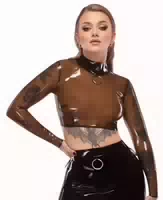 Latex Shirt Mit Großem Frontring