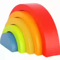 Small Foot 10585 Holzbausteine Regenbogen, Babymotorikspielzeug