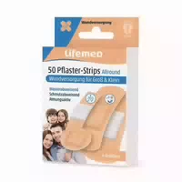 Lifemed 50 Pflaster Strips Hautfarben Allround 4 Größen, 8 Pack 400 st