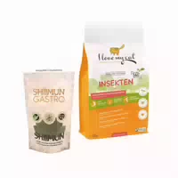 I Love My Cat Sparset für Katzen mit Pankreatitis: Trockenfutter mit Insektenprotein Shiimun Gastro