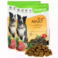 Lecker Pet Lunas Adult Strauß mit Kartoffel & Apfel Hundefutter Trockenfutter Vollnahrung