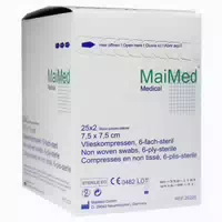 Maimed Vlieskompressen Steril 6 Lagig 25 X 2 Stück 7,5 X 7,5 cm 25x2 st