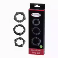 Malesation Black Pearl Ring Set 3 st
