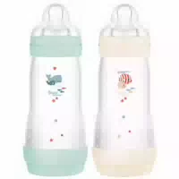 Mam 2 Babyflaschen Easy Start 2 Monate und Mehr Durchfluss 2 Farbe : Minze Baumwolle