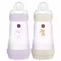 Mam 2 Babyflaschen Easy Start 2 Monate und Mehr Durchfluss 2 Farbe : Flieder Sand