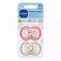 Mam Original Night Silikonschnuller 16 Monate, Pink Lila