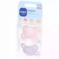 Mam Original Silikon Schnuller 0–6 Monate Rosa Lila 2 Stück
