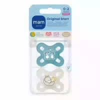 Mam Original Start Silikonschnuller 0 2 Monate, Blau Beige
