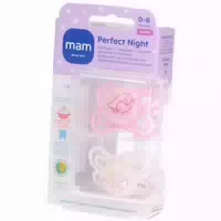 Mam Perfect Night Silikonschnuller 0 6 Monate, Rosa Creme