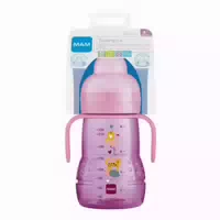 Mam Trainer Trinklernflasche mit Griffen, Tropffreiem Sauger & Trinkschnabel 220ml Weiß, Ab 4 Monate