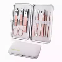 Maniküre Set 10teilig Nagelknipser Nagelschere Etui Weiß 1 st