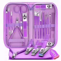 Maniküre Pediküre Set Nagelset 16 Nagelschere Nageletui Lila 1 st