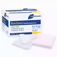 Beesana Mullkompresse, Ohne Röko, Unsteril, 12 Fach, 7,5 X 7,5 Cm, 1 Packung = 100 Stück