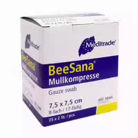 Meditrade Beesana Mullkompresse Steril, 8 Fach, 7,5 X 7,5 Cm, 25 X 2 Stk