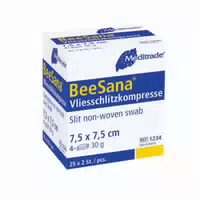 Beesana Vliesschlitzkompresse, Unsteril, 4 Fach, 30 G, 7,5 X 7,5 Cm, 1 Packung = 100 Stück