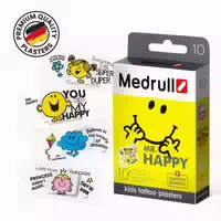 Medrull Mr Happy Kinderpflaster, Tattoo Pflaster, Hypoallergen, Wasserabweisend