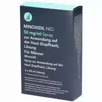 Minoxidil Nio 50mg ml Spray zur Anwendung auf der Kopfhaut