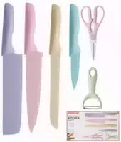 Messerset Bunt 6 Teilig mit Schäler & Küchenschere
