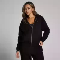 Mp Damen Basics Kapuzenpulli mit Verkürztem Schnitt und Durchgehendem Reißverschluss – Schwarz Xl