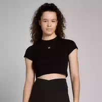 Mp Damen Basics Körperbetontes Kurzarm Crop T Shirt – Schwarz Xxl