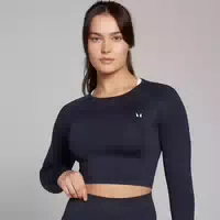 Mp Damen Shape Nahtloses Langarm Crop Top — Navy Xxl