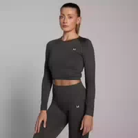 Mp Damen Shape Nahtloses Langarm Crop Top — Navy S