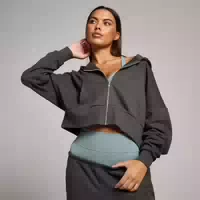 Mp Damen Tempo Crop Kapuzenpulli mit Durchgehendem Reißverschluss – Mitternacht m