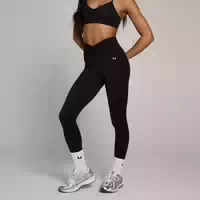 Mp Damen Tempo Leggings mit Geraffter Vorderseite – Schwarz S