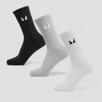 Mp Unisex Crew Socks 3 Pack White Black Grey Marl Uk 9 11