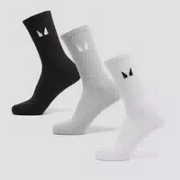 Mp Unisex Crew Socks 3 Pack White Black Grey Marl Uk 12 14