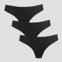 Mp Womens Mid Rise No Vpl Thong 3 Pack Black Xs