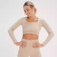 Mp X Tatiana Nahtloses Croptop mit Langen Ärmeln – Creme Xs