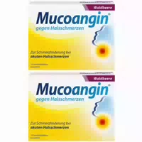 Mucoangin Waldbeere 20 mg | Lutschtabletten gegen Halsschmerzen, 3h Schmerzlinderung