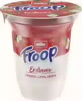 Müller Froop Extra Feine Erdbeere auf Joghurt