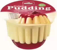Müller Grieß Pudding mit Kirschsoße