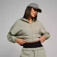 Mp Damen Applique Kapuzenpulli mit Verkürztem Schnitt mit Reißverschluss – Dunkler Salbei Xxl