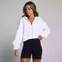 Mp Damen Basics Kapuzenpulli mit Verkürztem Schnitt und Durchgehendem Reißverschluss – Schwarz l