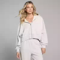 Mp Damen Leichter Loopback Durchgehender Reißverschluss Hoodie Grau Meliert M
