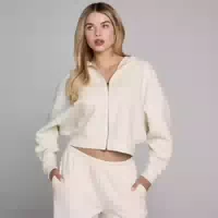 Mp Damen Waffelstruktur Hoodie mit Reißverschluss Elfenbein l