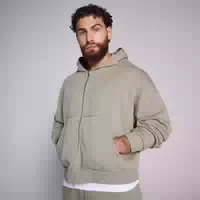 Mp Herren Applique Kapuzenpulli Mit Zwei Wege Reißverschluss – Dunkler Salbei Xl
