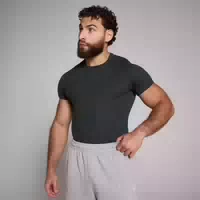 Mp Herren Origin Geripptes Langärmeliges Shirt in Muskelpassform – Verwaschenes Schwarz Xl